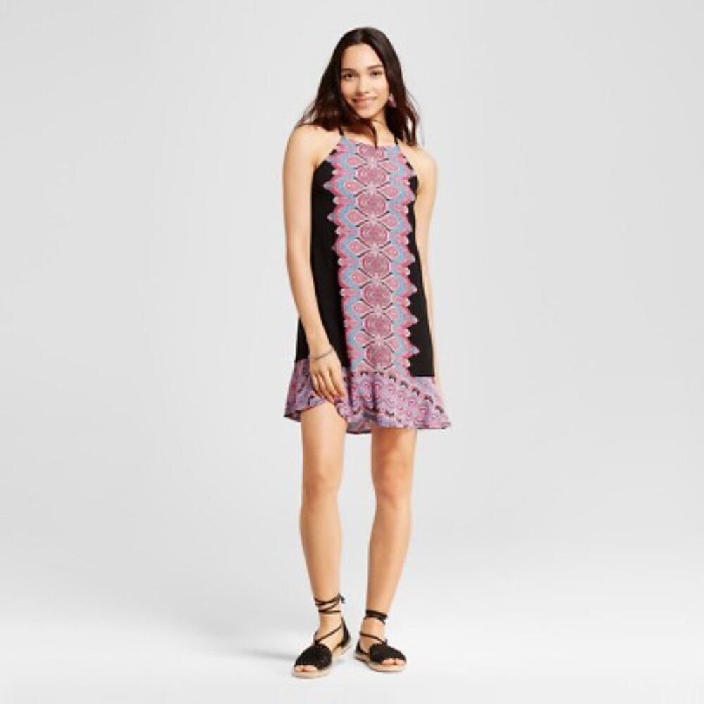 Xhilaration Flowy Ruffled Halter Dress, Size XL